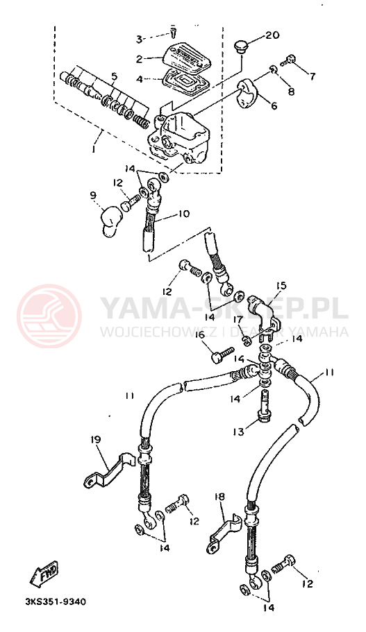 Schemat "Pompa hamulcowa przednia" do Yamaha FZ750 GENESIS