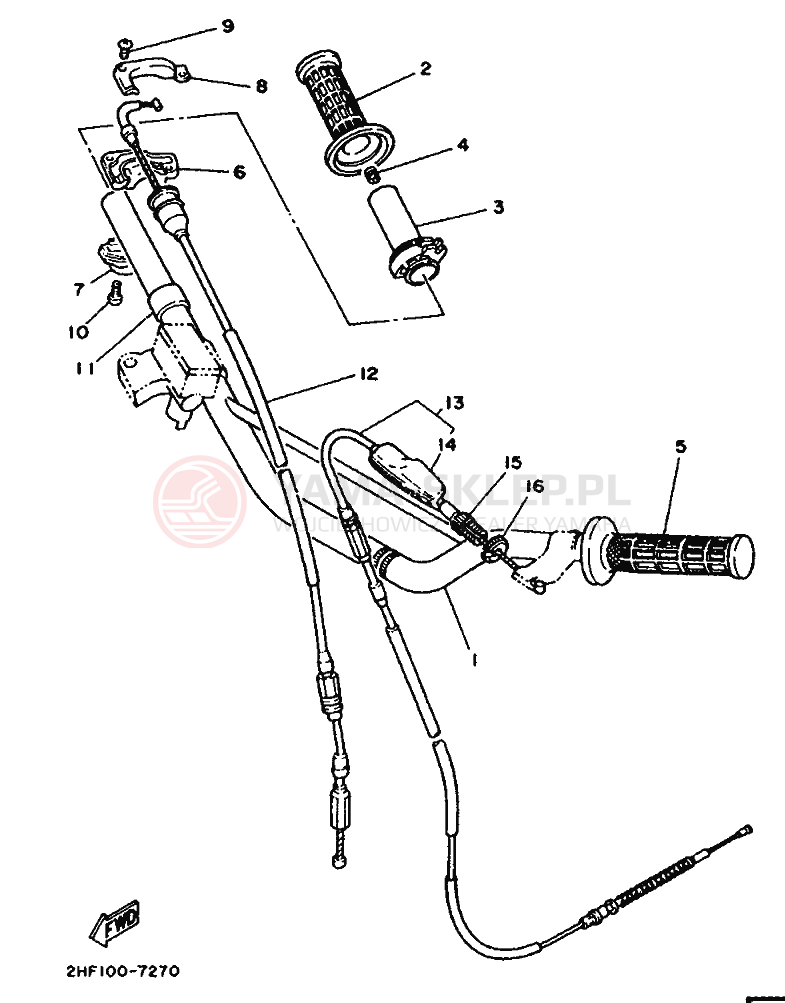 Schemat "Kierownica i osprzęt" do Yamaha YZ80T