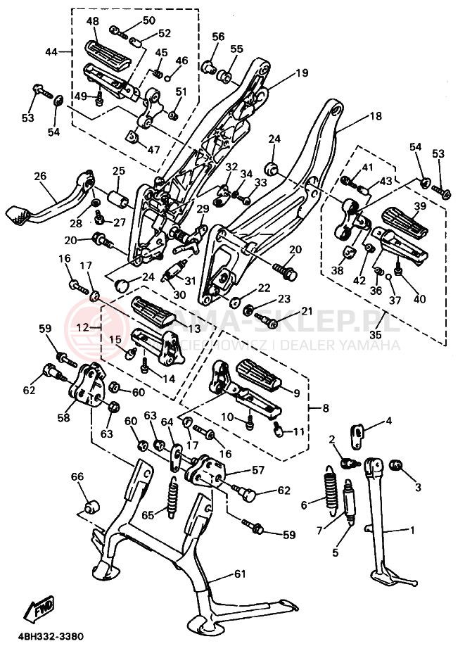 Schemat "Stopka postojowa i podnóżki" do Yamaha GTS1000