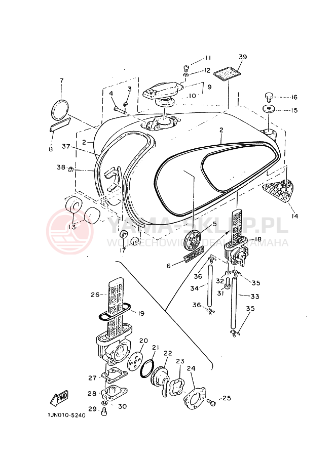 Schemat "zbiornik paliwa" do Yamaha SR500