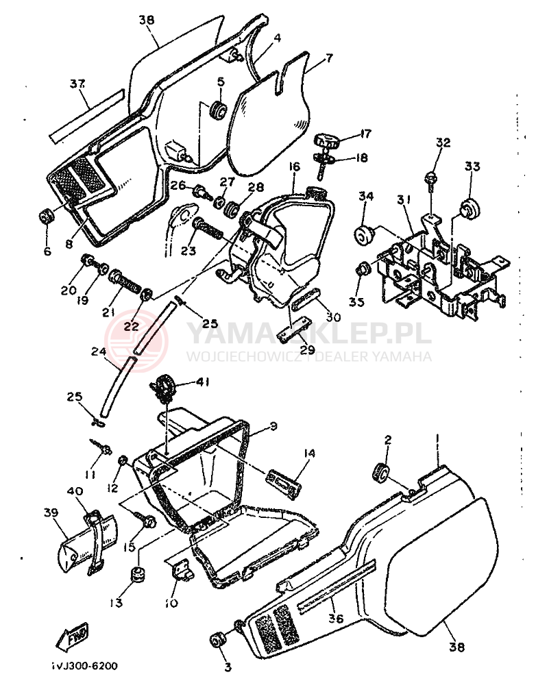 Schemat "Owiewki, pola numer., zb. oleju" do Yamaha XT600Z
