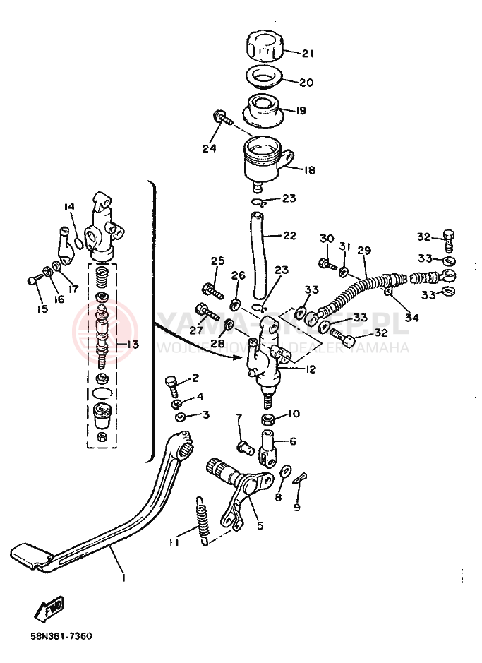 Schemat "CYLINDER MASTER" do Yamaha XJ900F