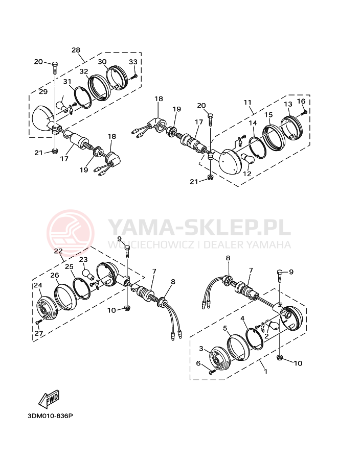 Schemat "kierunkowskazy" do Yamaha XV250 VIRAGO