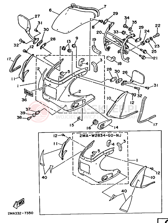 Schemat "Obudowa silnika" do Yamaha TZR250