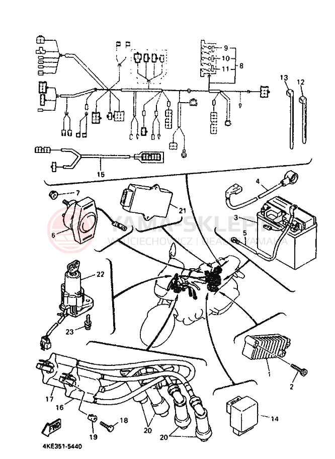 Schemat "układ elektryczny" do Yamaha XJ600N