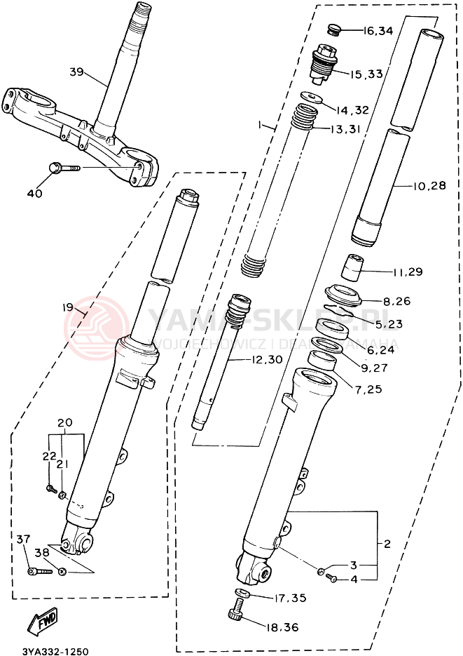 Schemat "Amortyzatory przód" do Yamaha FJ1200