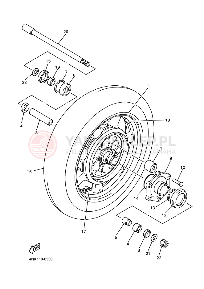 Schemat "Koło tył" do Yamaha XVZ1300A ROYALSTAR
