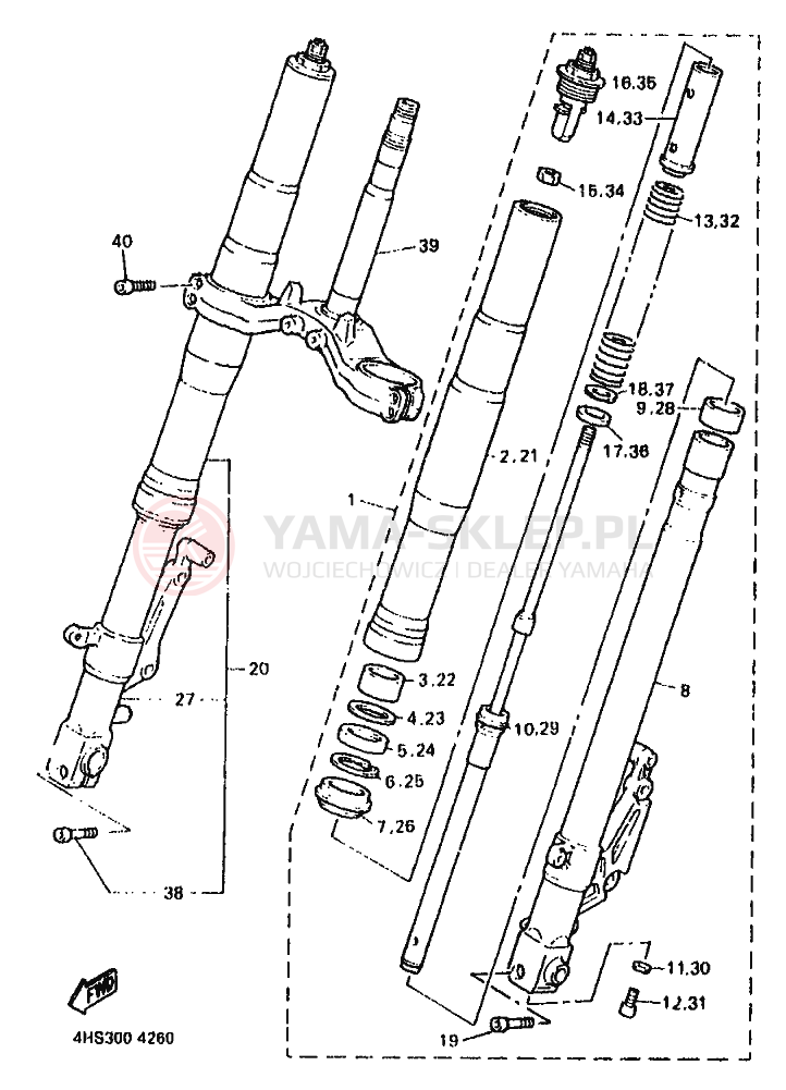 Schemat "Amortyzatory przód" do Yamaha YZF750SP