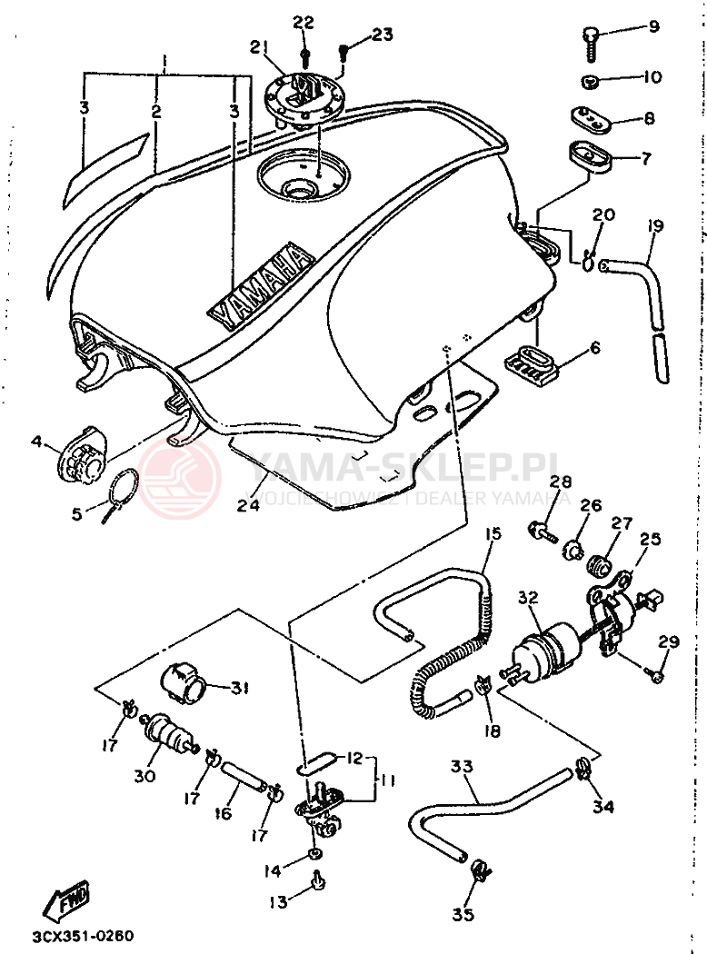 Schemat "zbiornik paliwa" do Yamaha FJ1200