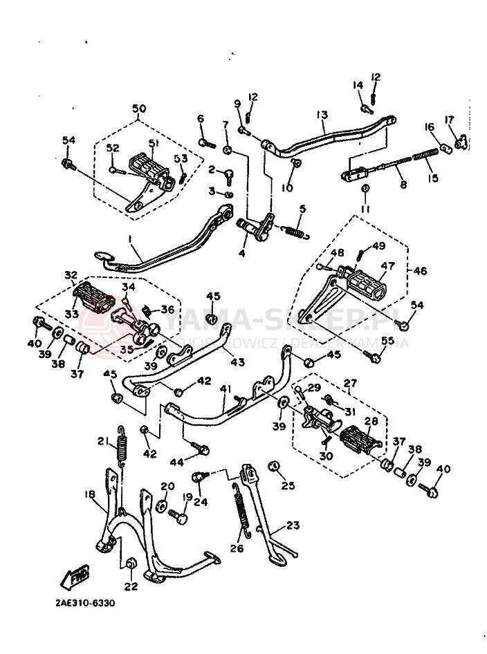 Schemat "Stopka postojowa i podnóżki" do Yamaha XV1000