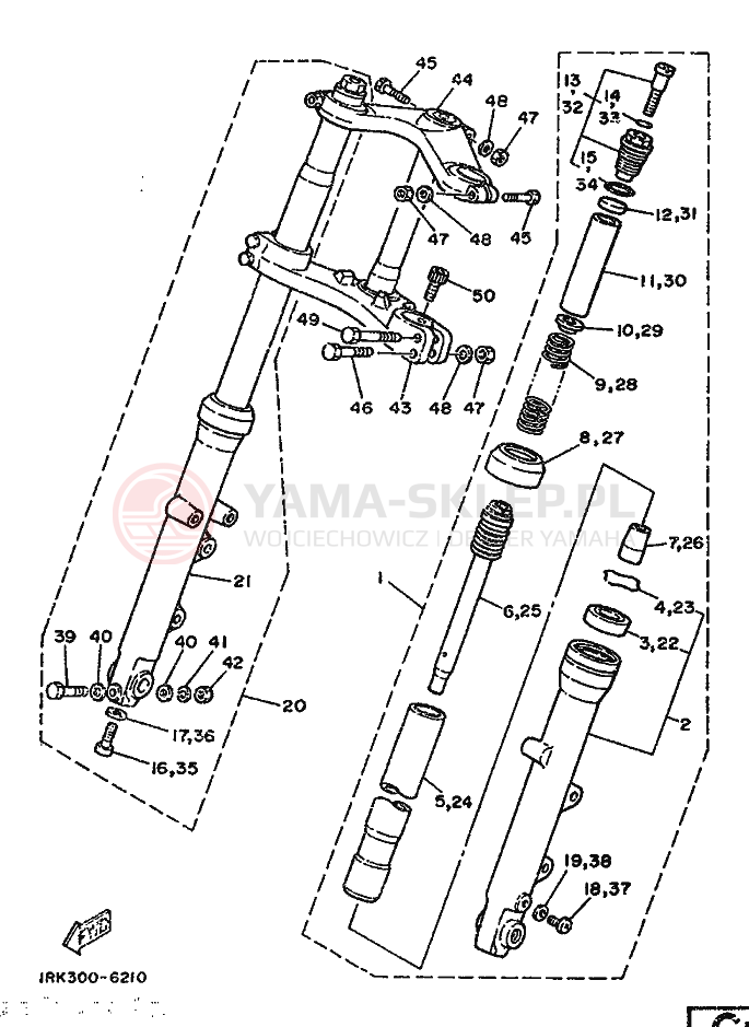 Schemat "Amortyzatory przód" do Yamaha TZ250