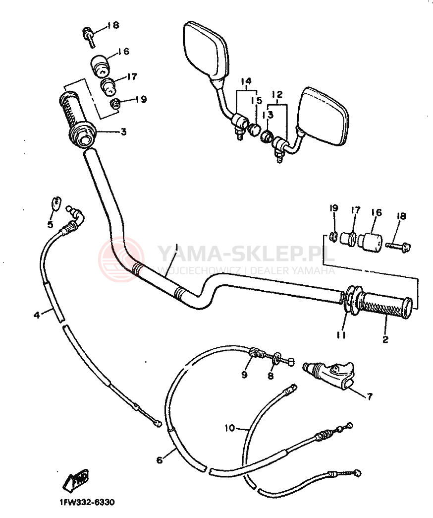 Schemat "Kierownica i osprzęt" do Yamaha XJ900
