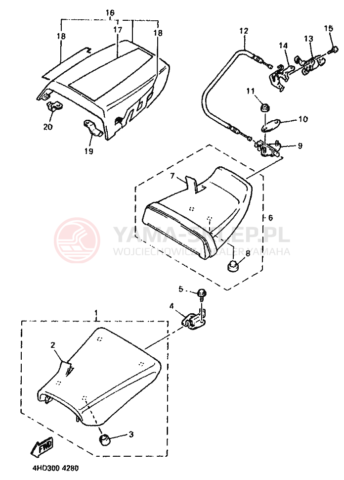 Schemat "siedzenie" do Yamaha YZF750R