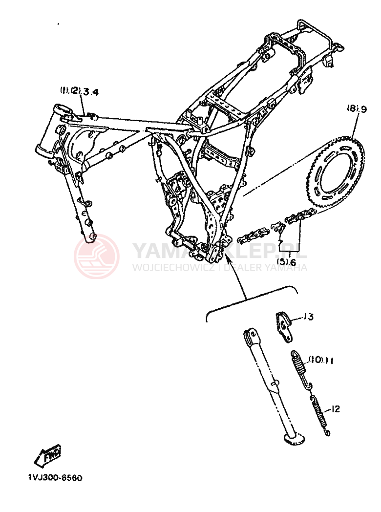 Schemat "Zawieszenie przód" do Yamaha XT600Z