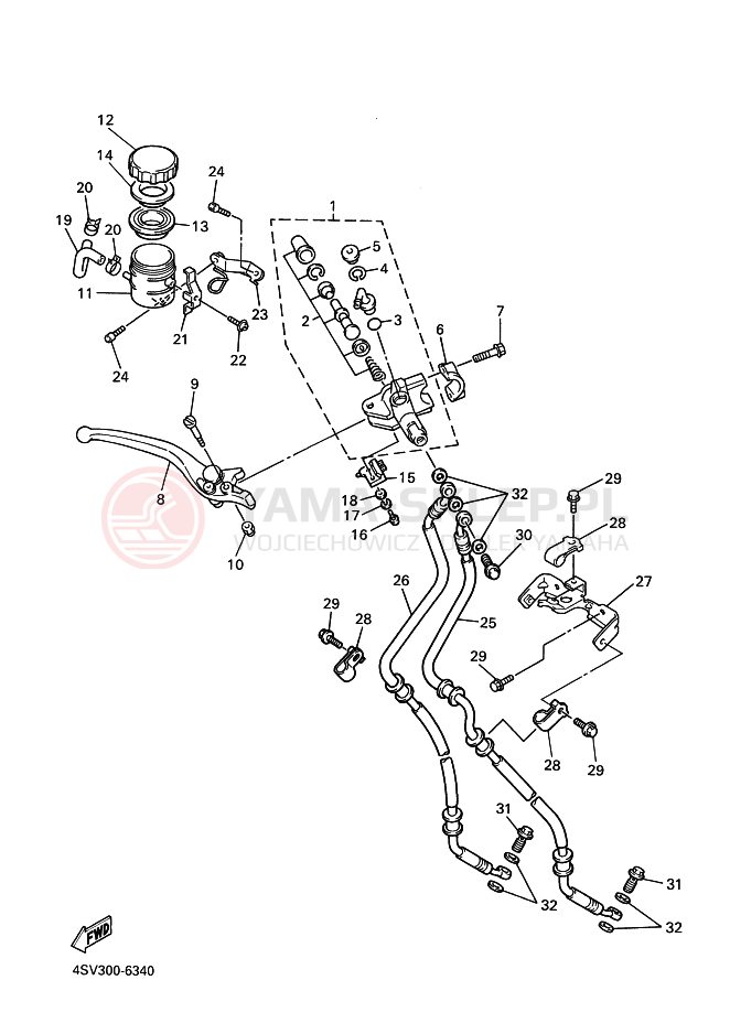 Schemat "CYLINDER MASTER" do Yamaha YZF1000R THUNDERACE