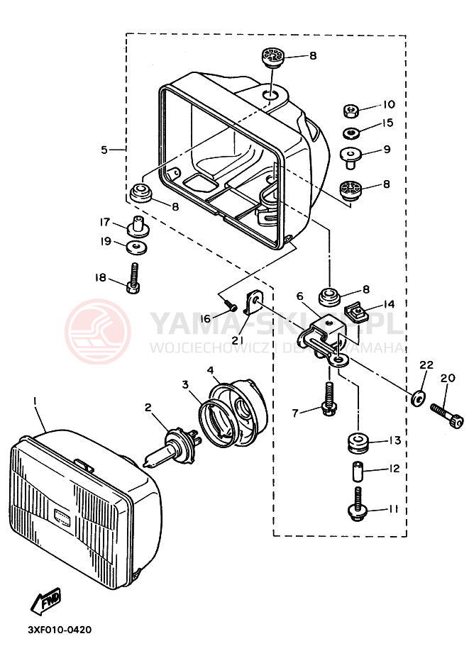 Schemat "Lampa przód" do Yamaha FZX750L