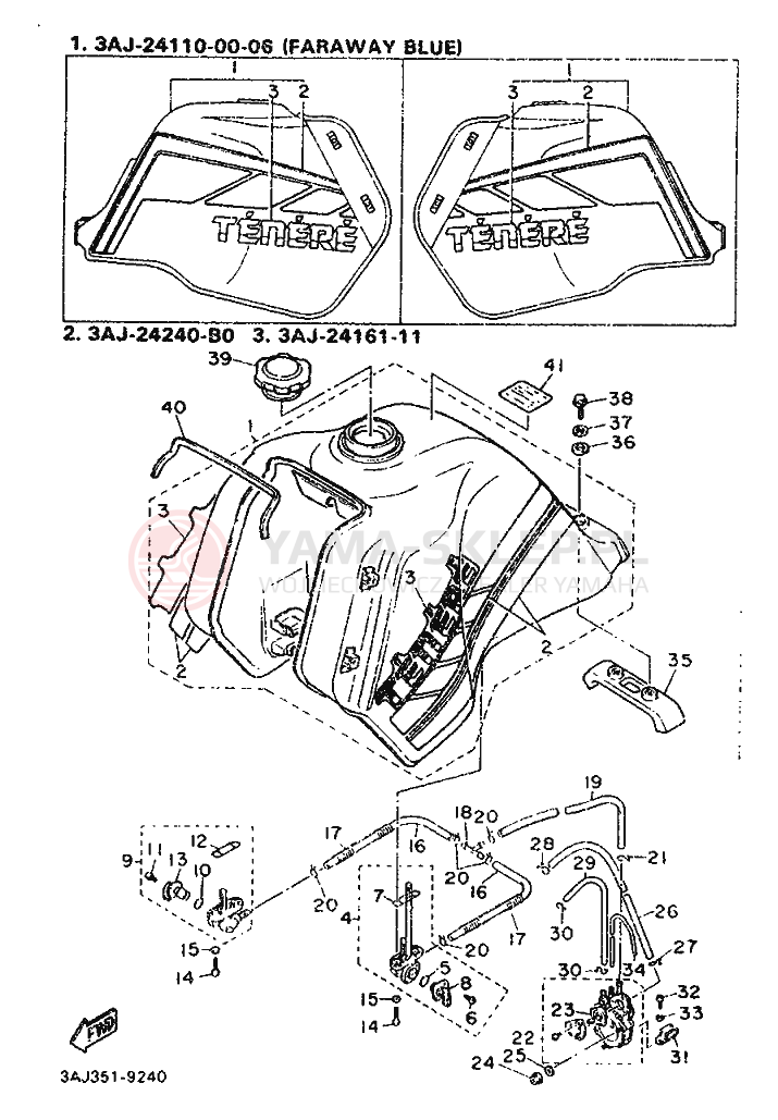 Schemat "zbiornik paliwa" do Yamaha XT600Z TENERE
