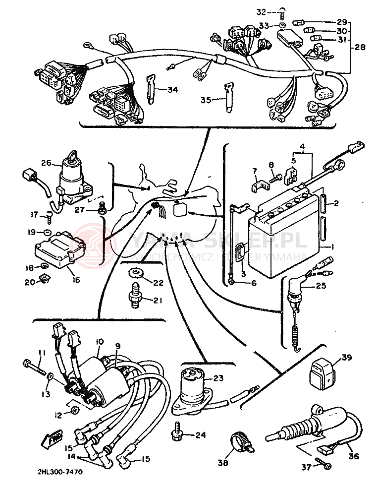 Schemat "układ elektryczny" do Yamaha XJ900F