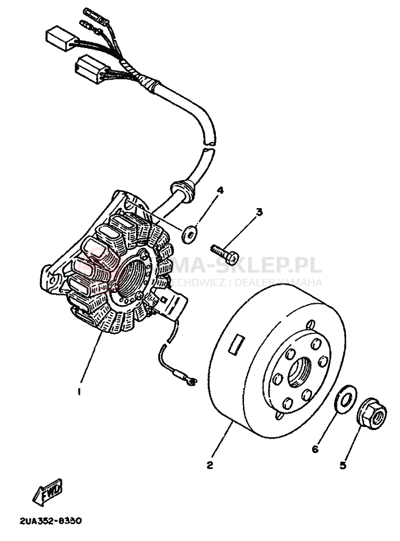 Schemat "prądnica" do Yamaha RD350LC