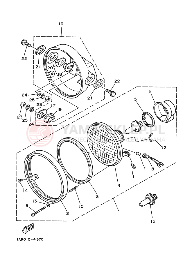 Schemat "Lampa przód" do Yamaha RD350LC