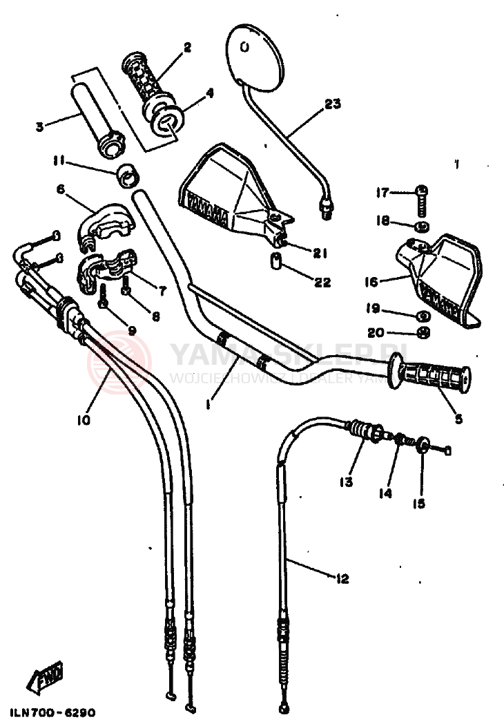 Schemat "Kierownica i osprzęt" do Yamaha TT250