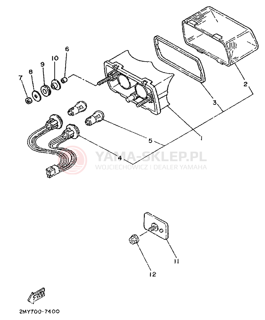 Schemat "Oświetlenie tył" do Yamaha TZR250