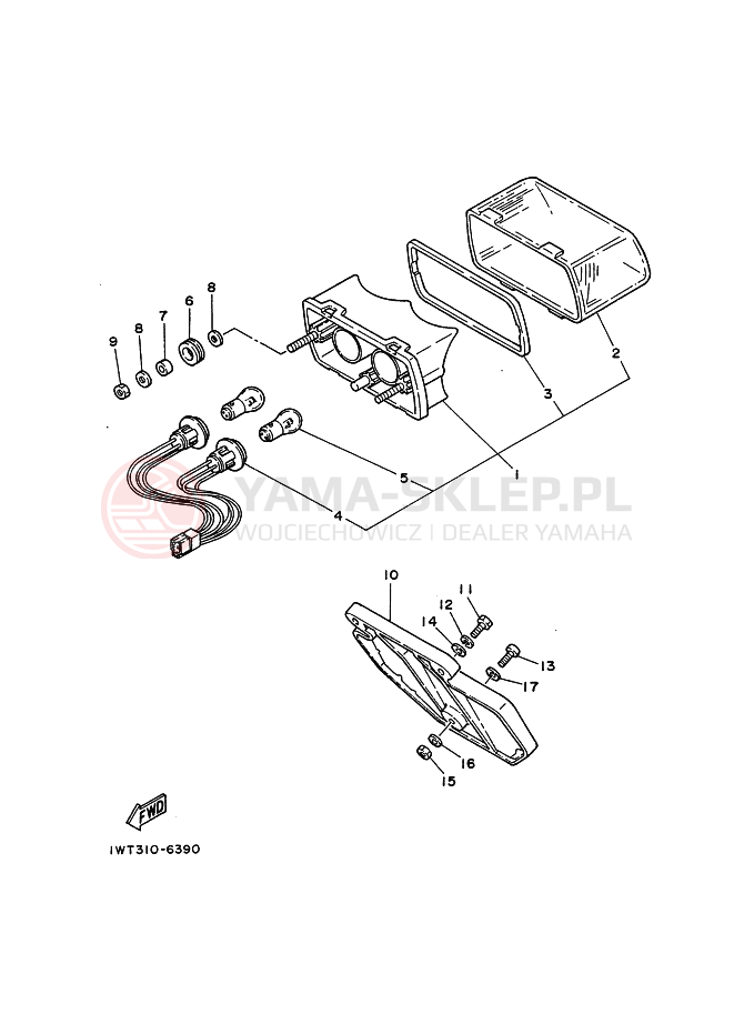 Schemat "lampa tył" do Yamaha RD350LC