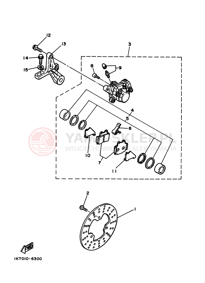 Schemat "Zacisk hamulcowy tylny" do Yamaha TZR125