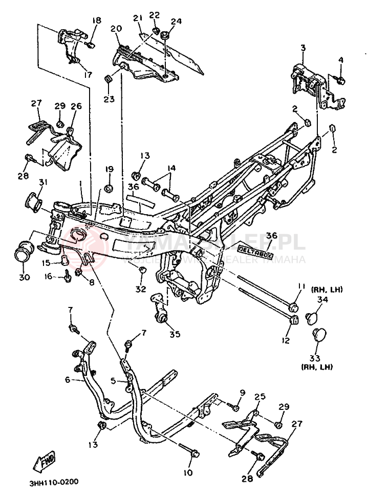 Schemat "rama" do Yamaha FZR600 GENESIS