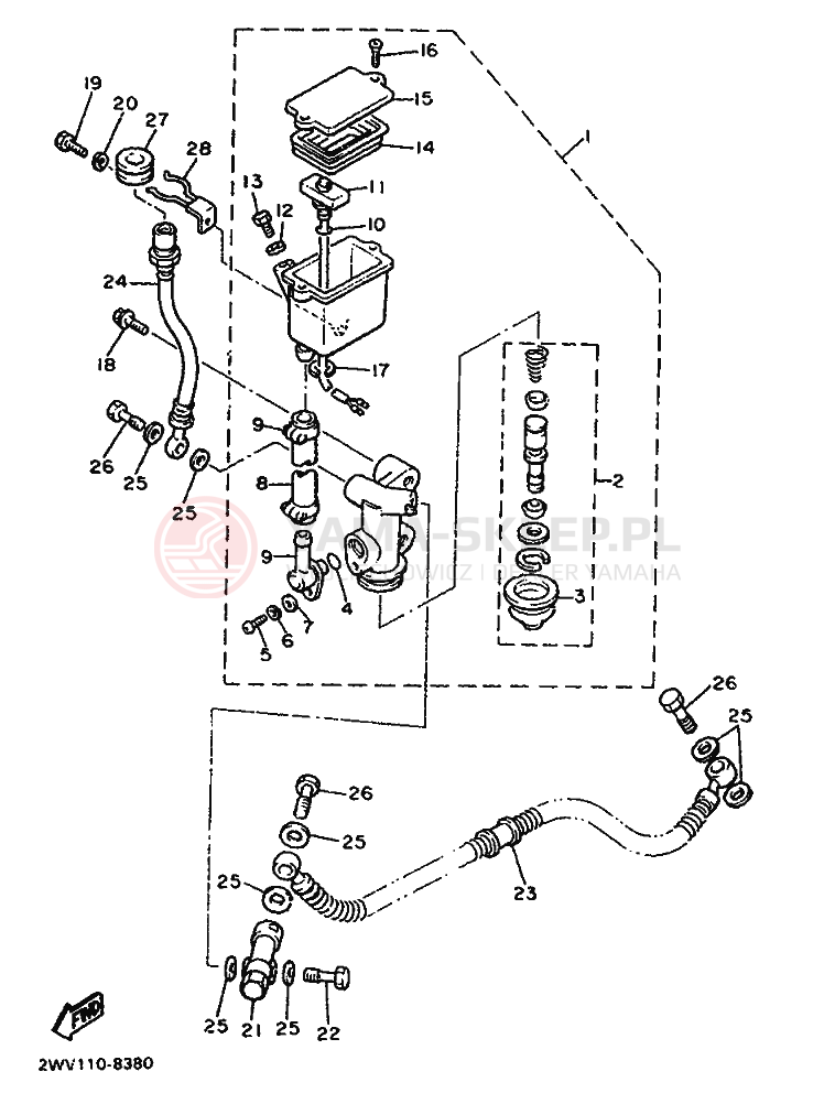 Schemat "Pompa hamulcowa tył" do Yamaha XVZ13TD VENTURE ROYAL
