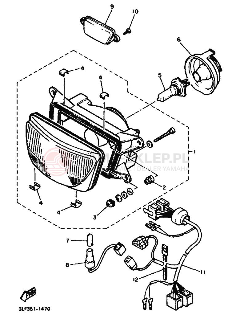 Schemat "Lampa przód" do Yamaha FZR1000