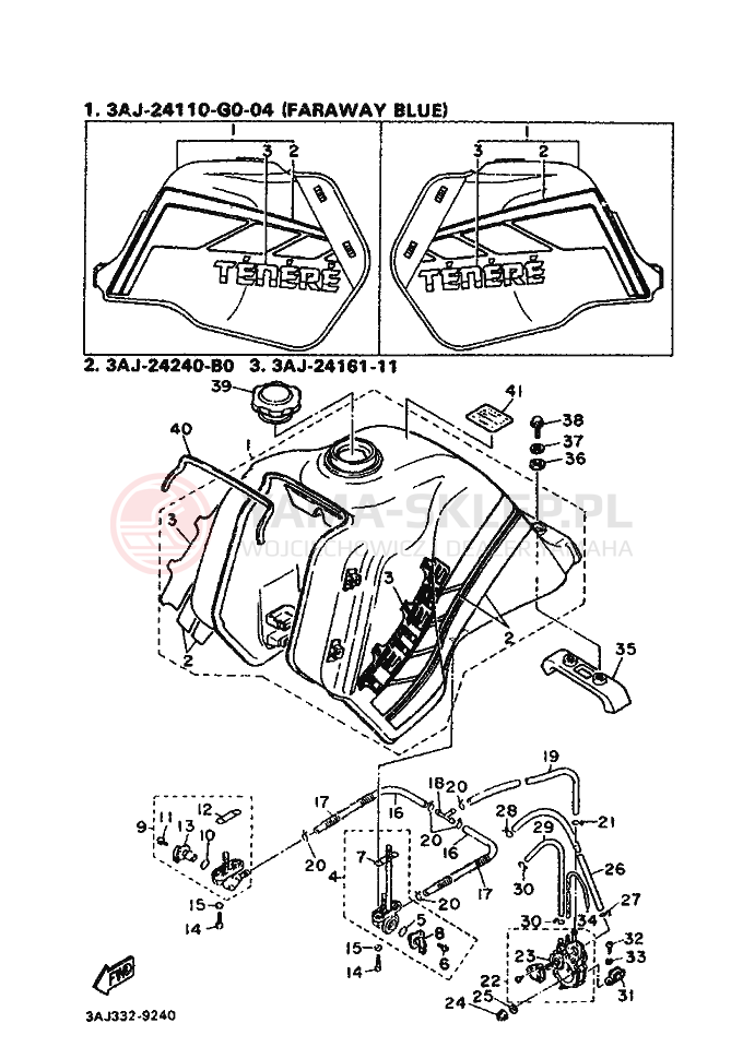 Schemat "zbiornik paliwa" do Yamaha XT600Z TENERE
