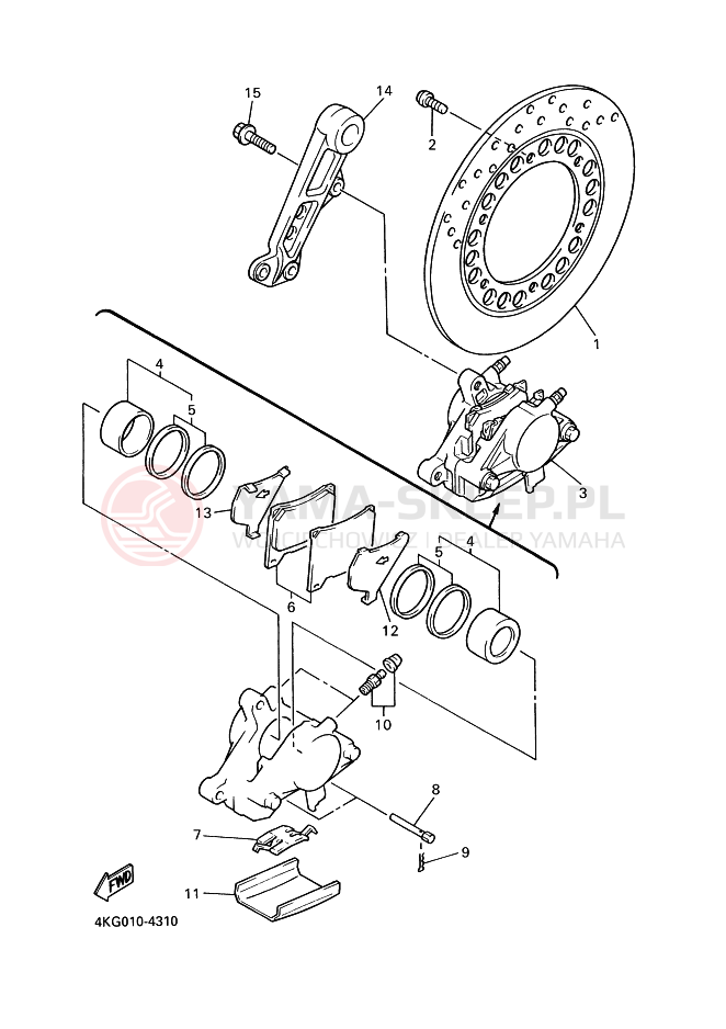 Schemat "Zacisk hamulcowy tylny" do Yamaha XJR1200