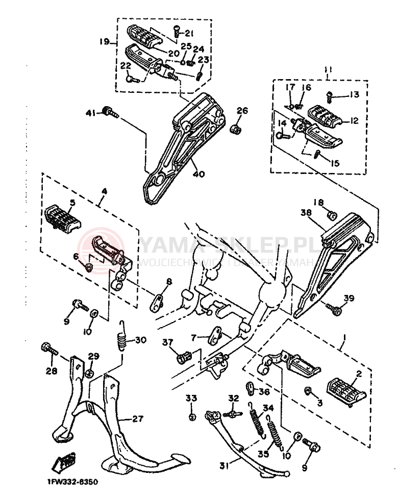 Schemat "Stopka postojowa i podnóżki" do Yamaha XJ900