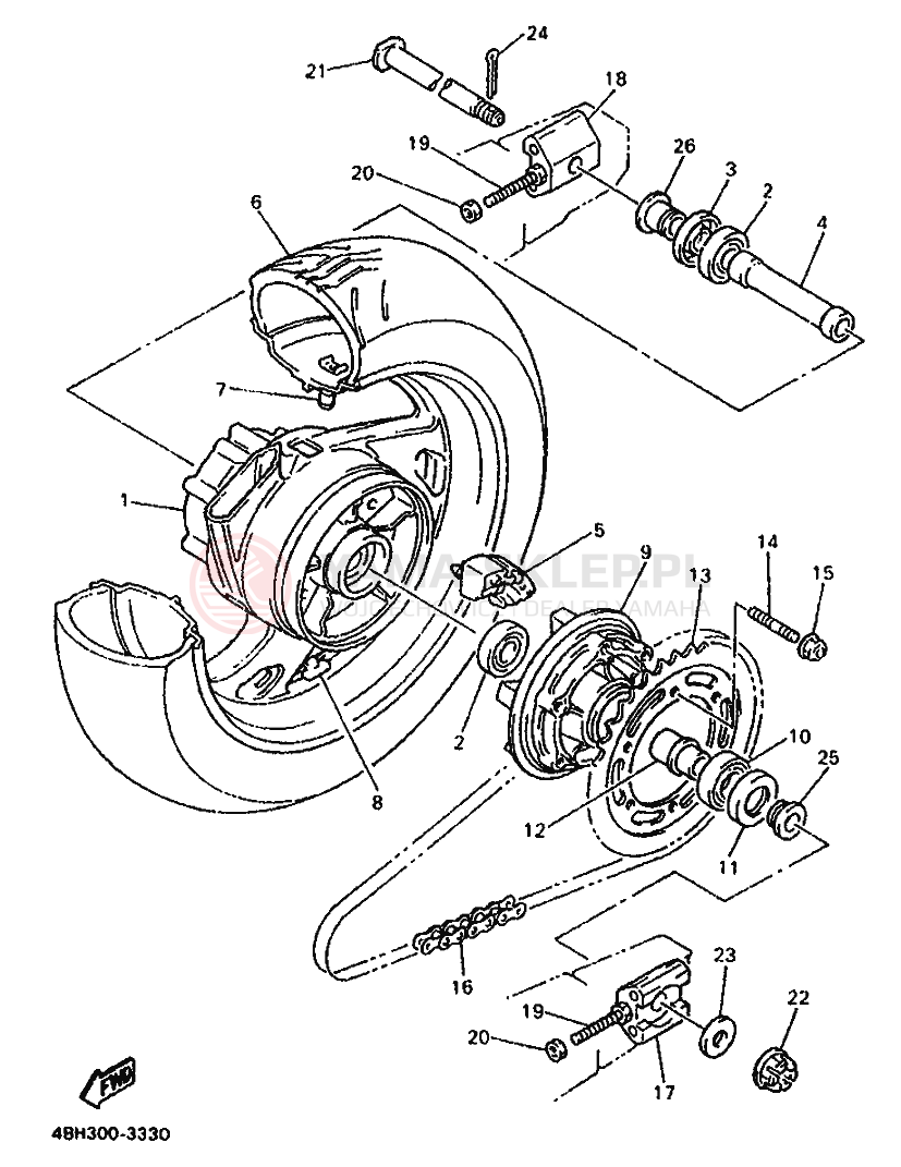 Schemat "Koło tył" do Yamaha GTS1000