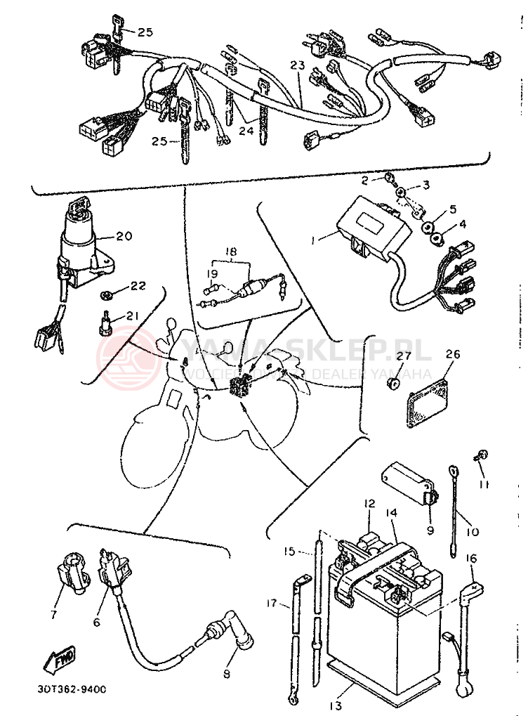 Schemat "układ elektryczny" do Yamaha XT500Z