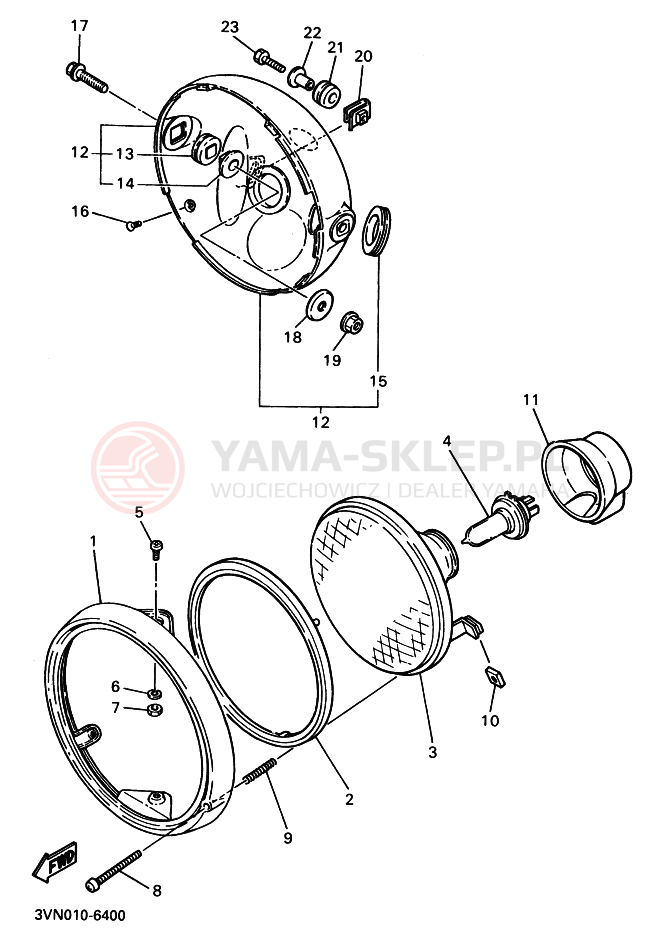 Schemat "Lampa przód" do Yamaha SRX400