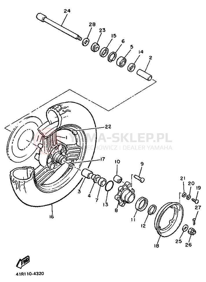 Schemat "Koło tył" do Yamaha XVZ13TD VENTURE ROYAL