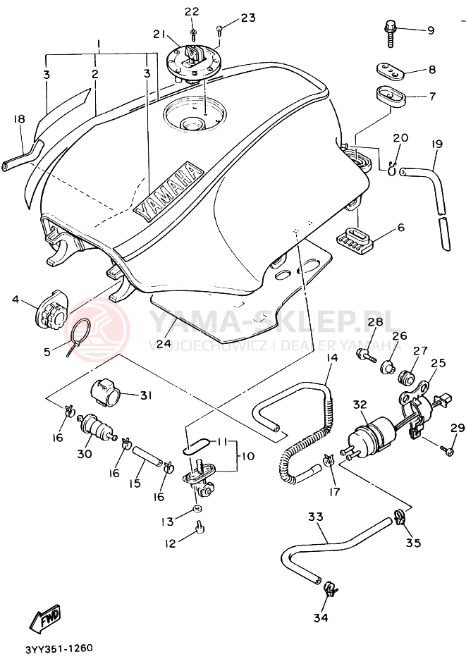 Schemat "zbiornik paliwa" do Yamaha FJ1200