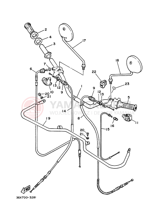 Schemat "Kierownica i osprzęt" do Yamaha AG200
