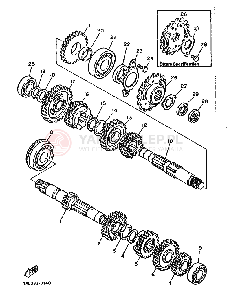 Schemat "Skrzynia biegów " do Yamaha SRX600