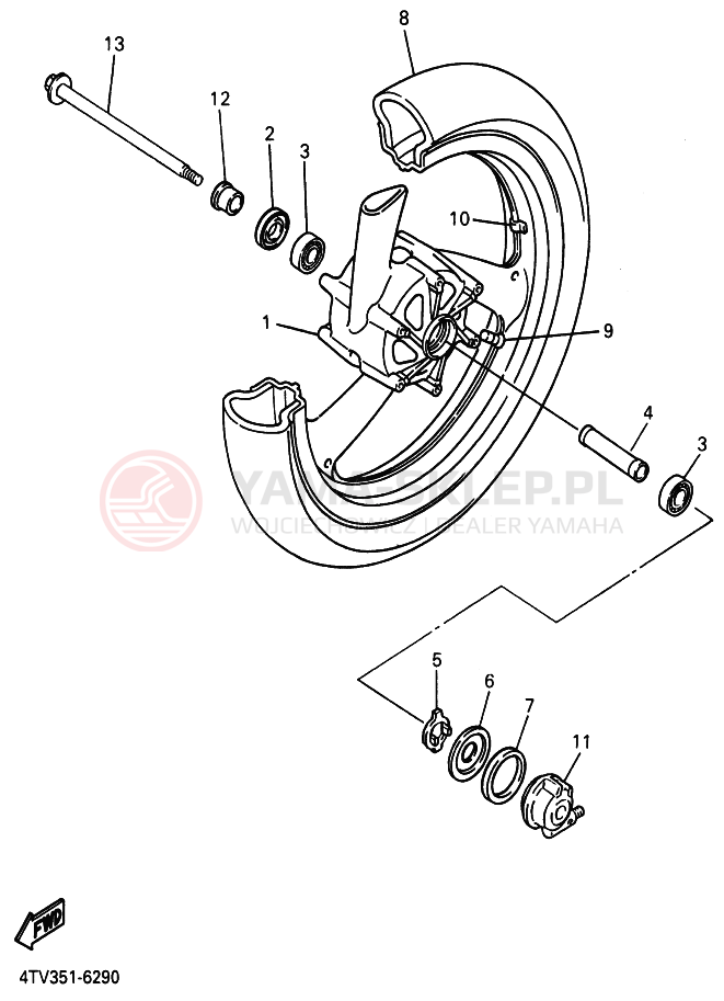 Schemat "Koło przód" do Yamaha YZF600R THUNDERCAT