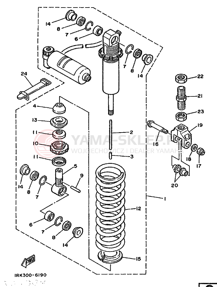Schemat "zawieszenie tył" do Yamaha TZ250