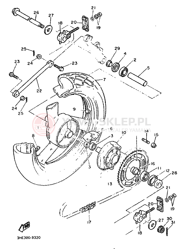 Schemat "Koło tył" do Yamaha FZR600 GENESIS