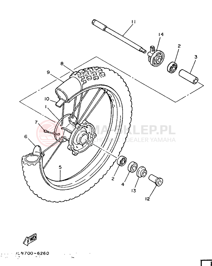Schemat "Koło przód" do Yamaha TT350