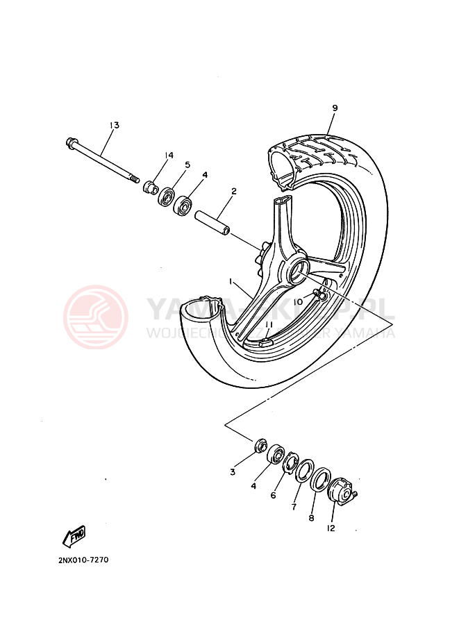 Schemat "Koło przód" do Yamaha SRX400