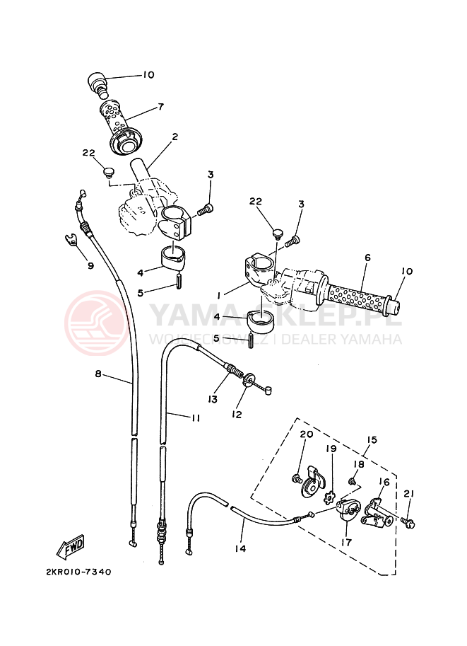 Schemat "Kierownica i osprzęt" do Yamaha FZR250