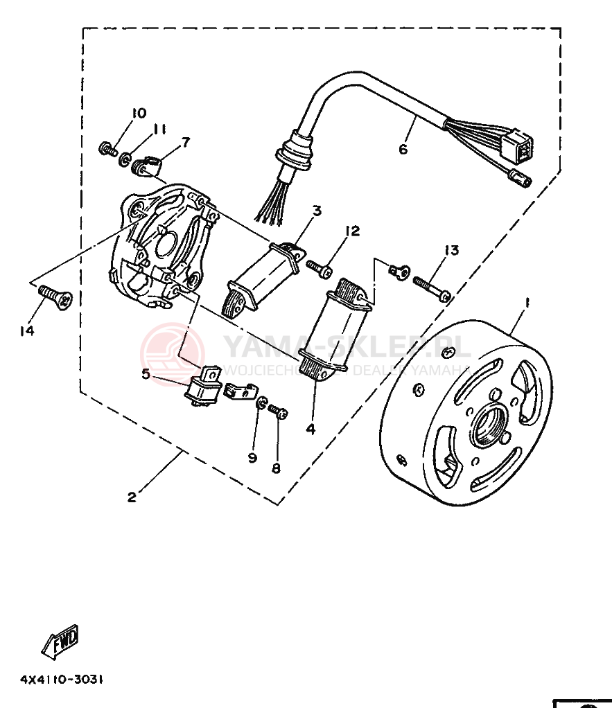 Schemat "prądnica" do Yamaha PW50S