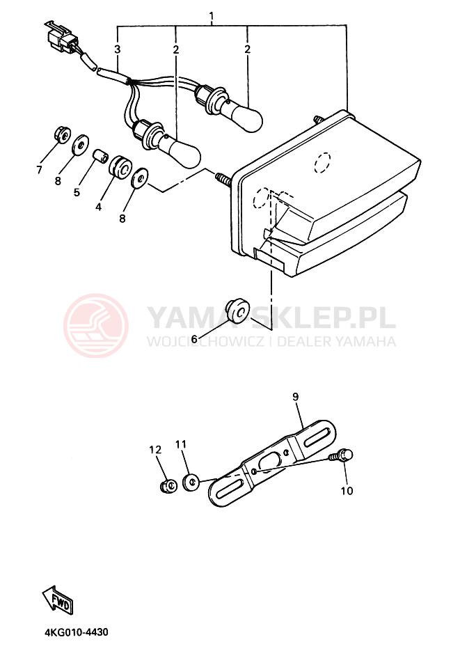 Schemat "Oświetlenie tył" do Yamaha XJR1200