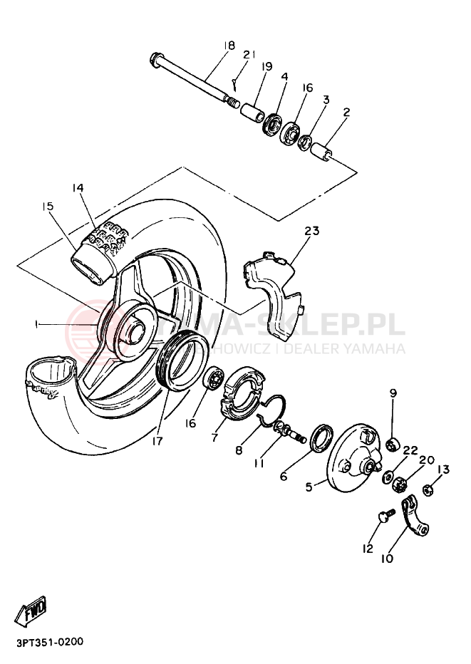 Schemat "Koło przód" do Yamaha PW50